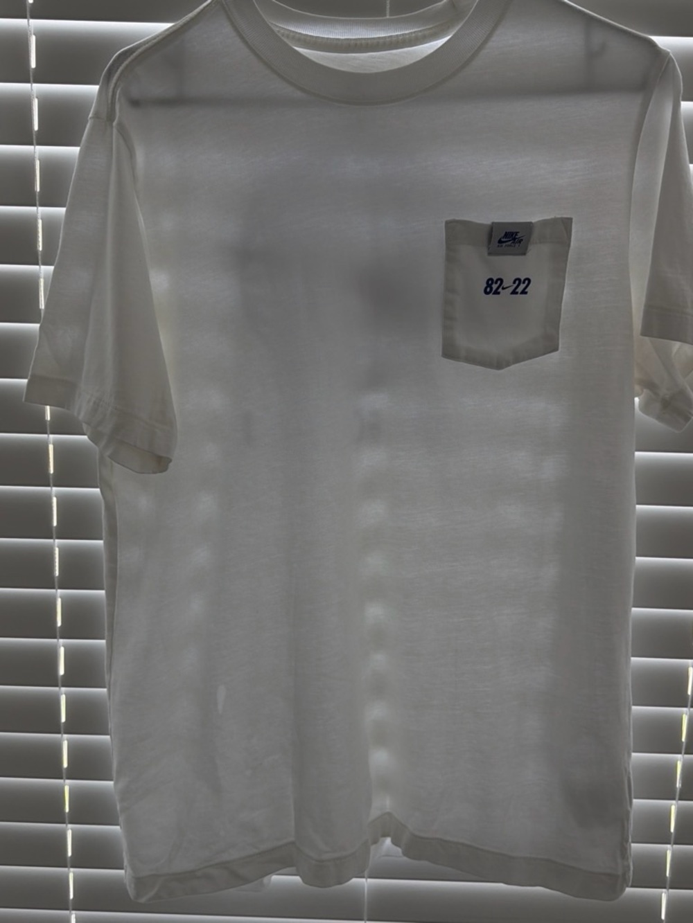 Nike White Short-Sleeve Pocket Tee with Navy '82-22' Detail